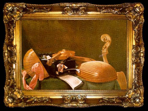 framed  Evaristo Baschenis Still Life of Musical Instruments, ta009-2